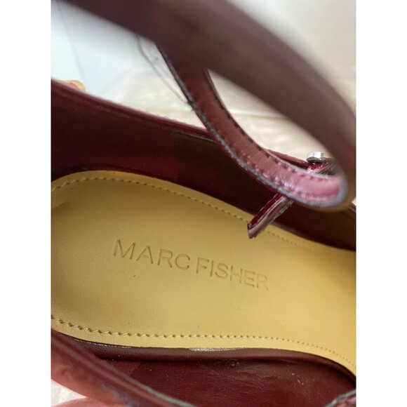 Marc Fisher Burgundy Patent Strappy Pointed Toe Pumps Ankle Strap Heels Size 8 - Picture 8 of 11